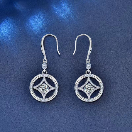 Sally Round Pearl & Diamond Dangling Earrings (Clarity Enhanced) whitegold