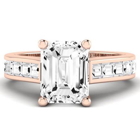 Yarrow Diamond Matching Band Only (engagement Ring Not Included) For Ring With Emerald Center rosegold