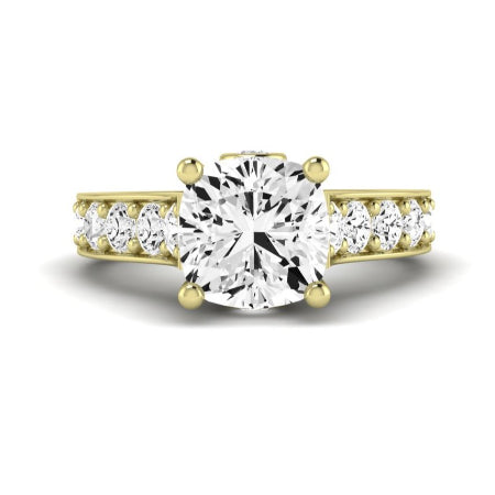 Calluna Moissanite Matching Band Only (does Not Include Engagement Ring) For Ring With Cushion Center yellowgold