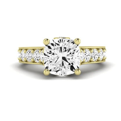 Calluna Moissanite Matching Band Only (does Not Include Engagement Ring) For Ring With Cushion Center yellowgold