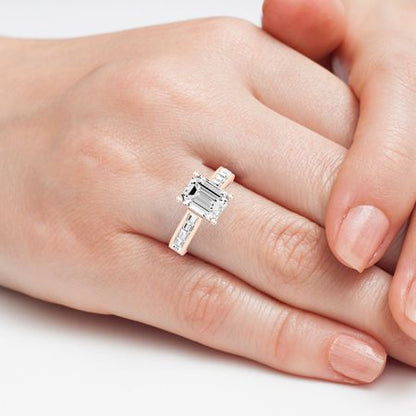 Yarrow Diamond Matching Band Only (engagement Ring Not Included) For Ring With Emerald Center rosegold