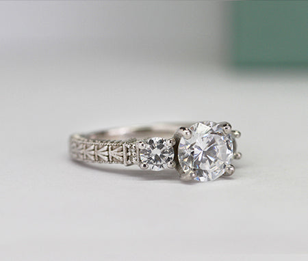 Angelonia Round Moissanite Engagement Ring whitegold