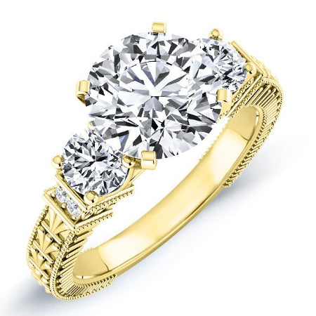 Angelonia Round Moissanite Engagement Ring yellowgold