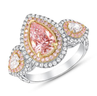 Rare Pink Pear GIA Certified Diamond Engagement Ring