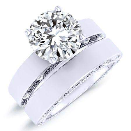 Acacia Diamond Matching Band Only (engagement Ring Not Included) For Ring With Round Center whitegold