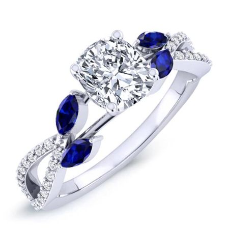 Alba Cushion Moissanite Bridal Set whitegold