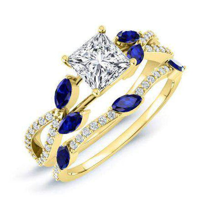Alba Moissanite Matching Band Only (engagement Ring Not Included) For Ring With Princess Center yellowgold