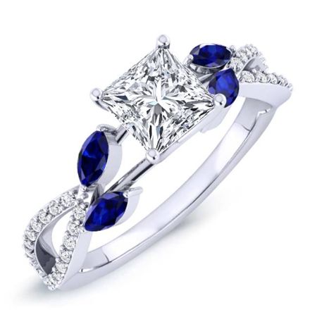 Alba Moissanite Matching Band Only (engagement Ring Not Included) For Ring With Princess Center whitegold