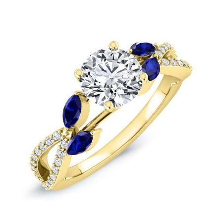 Alba Moissanite Matching Band Only (engagement Ring Not Included) For Ring With Round Center yellowgold