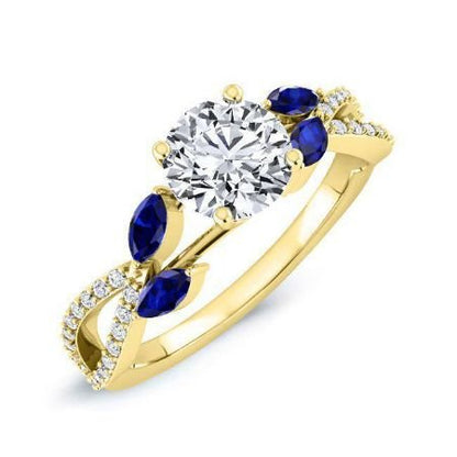 Alba Moissanite Matching Band Only (engagement Ring Not Included) For Ring With Round Center yellowgold