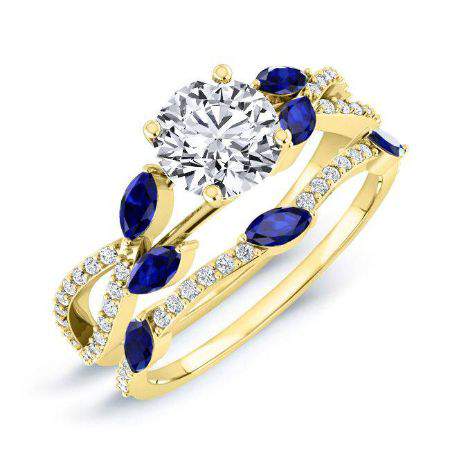 Alba Moissanite Matching Band Only (engagement Ring Not Included) For Ring With Round Center yellowgold
