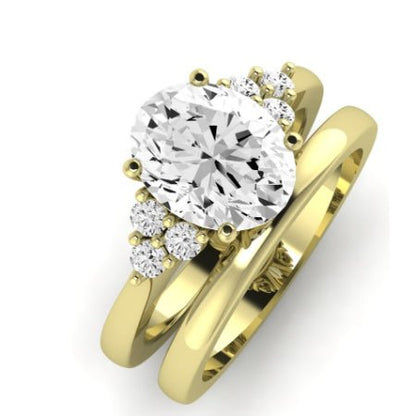 Alyssa Diamond Matching Band Only (does Not Include Engagement Ring) For Ring With Oval Center yellowgold