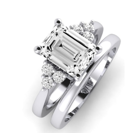 Alyssa Emerald Moissanite Bridal Set whitegold