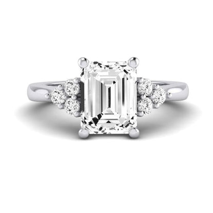 Alyssa Moissanite Matching Band Only (does Not Include Engagement Ring) For Ring With Emerald Center whitegold