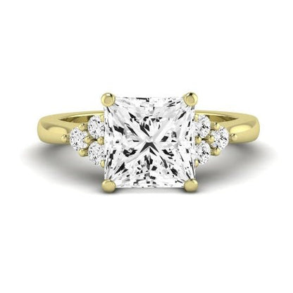 Alyssa Moissanite Matching Band Only (does Not Include Engagement Ring) For Ring With Princess Center yellowgold