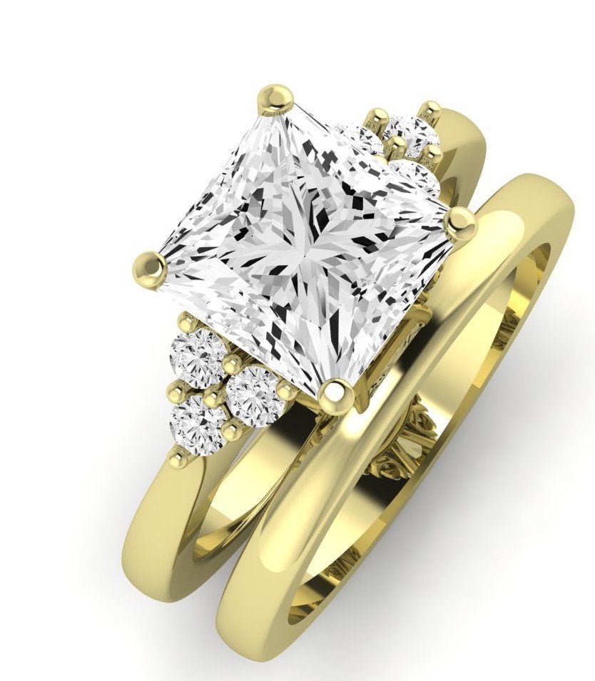 Alyssa Moissanite Matching Band Only (does Not Include Engagement Ring) For Ring With Princess Center yellowgold