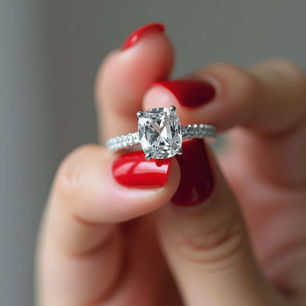 Angela - GIA Natural Cushion Diamond Engagement Ring - BeverlyDiamonds