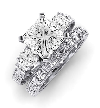 Angelonia Diamond Matching Band Only (does Not Include Engagement Ring) For Ring With Princess Center whitegold