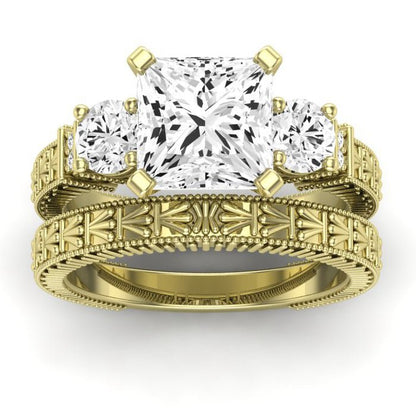 Angelonia Diamond Matching Band Only (does Not Include Engagement Ring) For Ring With Princess Center yellowgold