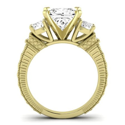 Angelonia Diamond Matching Band Only (does Not Include Engagement Ring) For Ring With Princess Center yellowgold