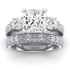 Angelonia Diamond Matching Band Only (does Not Include Engagement Ring) For Ring With Princess Center whitegold