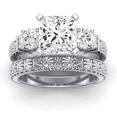Angelonia Diamond Matching Band Only (does Not Include Engagement Ring) For Ring With Princess Center whitegold