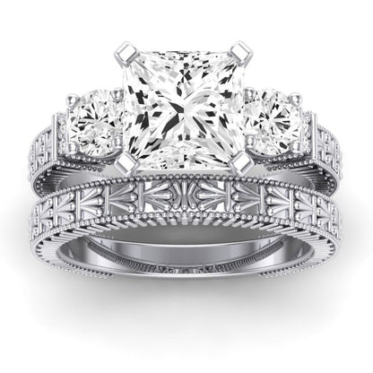 Angelonia Diamond Matching Band Only (does Not Include Engagement Ring) For Ring With Princess Center whitegold