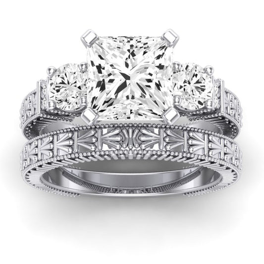 Angelonia Diamond Matching Band Only (does Not Include Engagement Ring) For Ring With Princess Center whitegold