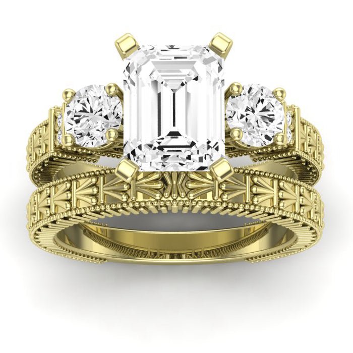 Angelonia Emerald Moissanite Bridal Set yellowgold