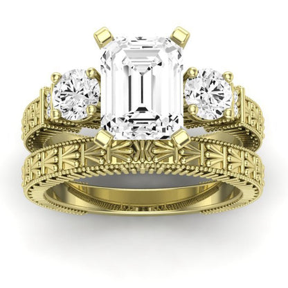 Angelonia Emerald Moissanite Bridal Set yellowgold