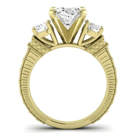 Angelonia Diamond Matching Band Only (does Not Include Engagement Ring) For Ring With Oval Center yellowgold
