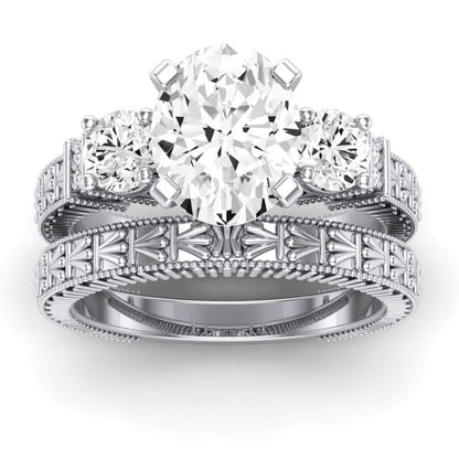 Angelonia Diamond Matching Band Only (does Not Include Engagement Ring) For Ring With Oval Center whitegold