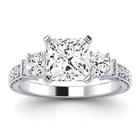 Angelonia Diamond Matching Band Only (does Not Include Engagement Ring) For Ring With Princess Center whitegold