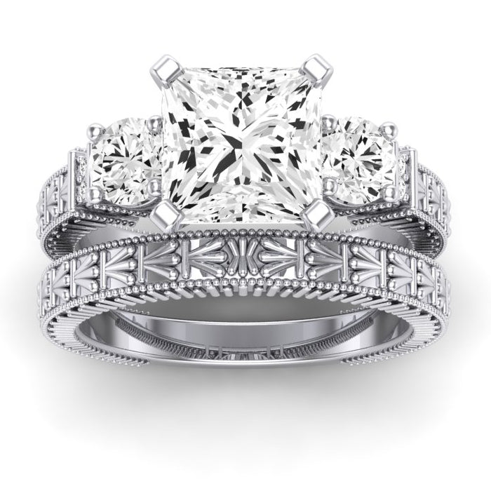 Angelonia Diamond Matching Band Only (does Not Include Engagement Ring) For Ring With Princess Center whitegold