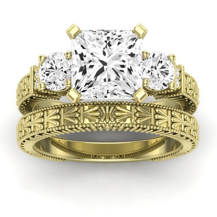 Angelonia Diamond Matching Band Only (does Not Include Engagement Ring) For Ring With Princess Center yellowgold