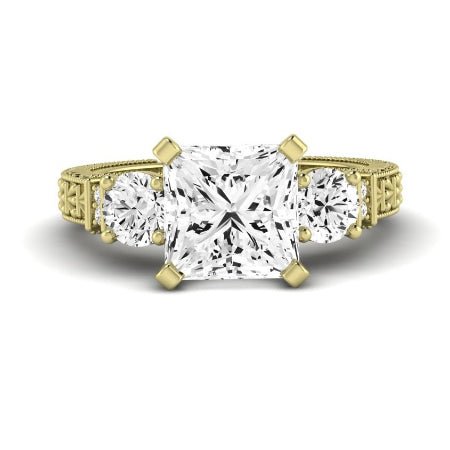 Angelonia Diamond Matching Band Only (does Not Include Engagement Ring) For Ring With Princess Center yellowgold