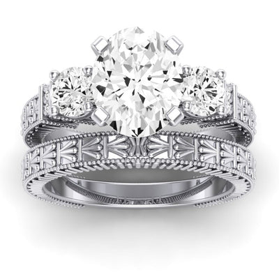 Angelonia Oval Moissanite Bridal Set whitegold