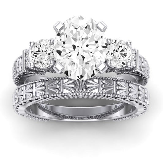 Angelonia Oval Moissanite Bridal Set whitegold
