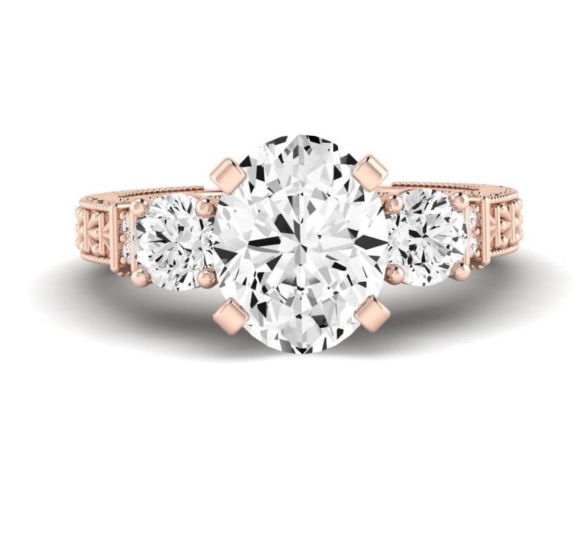 Angelonia Oval Moissanite Engagement Ring rosegold
