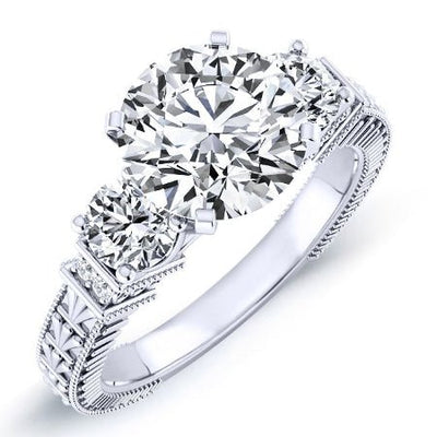 Angelonia Round Moissanite Engagement Ring whitegold
