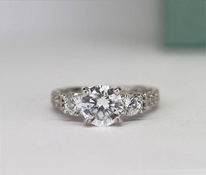 Angelonia Round Moissanite Engagement Ring whitegold