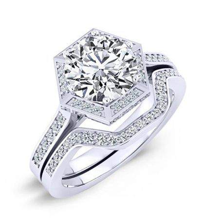 Anise Moissanite Matching Band Only (engagement Ring Not Included) For Ring With Round Center whitegold