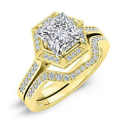 Anise Princess Moissanite Bridal Set yellowgold