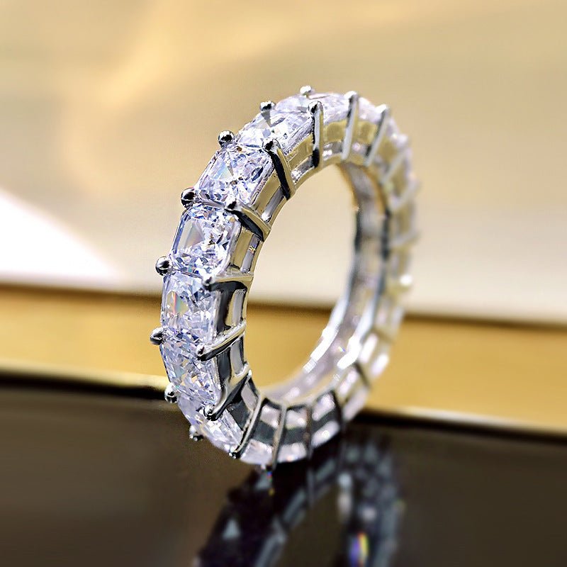 Asscher Cut Moissanite Eternity Band - BeverlyDiamonds
