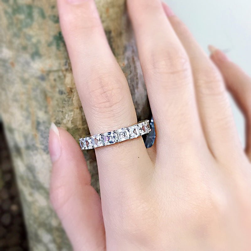 Asscher Cut Moissanite Eternity Band - BeverlyDiamonds