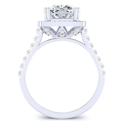 Aster Cushion Moissanite Bridal Set whitegold