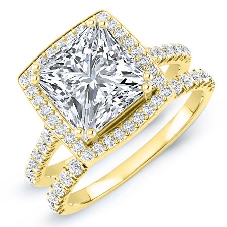 Aster Princess Moissanite Bridal Set yellowgold