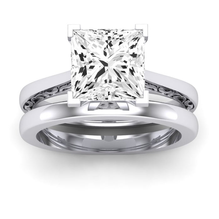Astilbe Diamond Matching Band Only (does Not Include Engagement Ring) For Ring With Princess Center whitegold