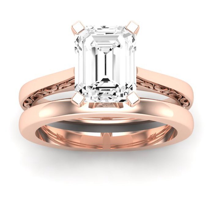 Astilbe Emerald Moissanite Bridal Set rosegold