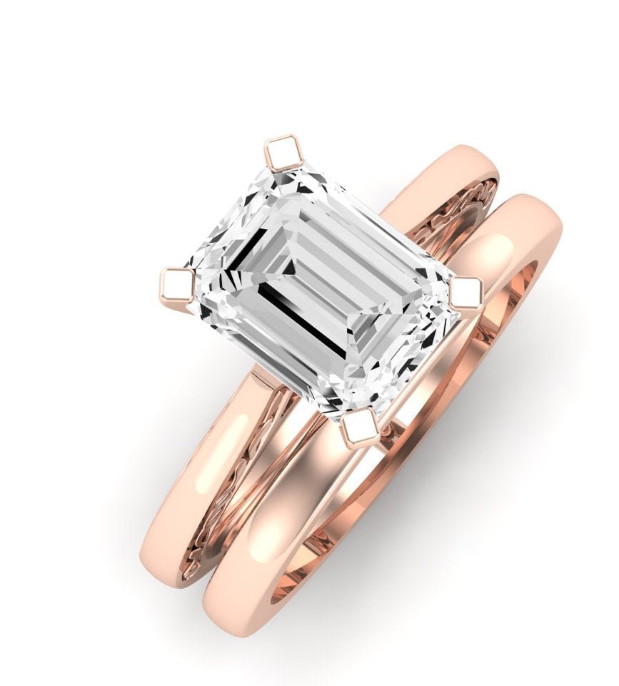 Astilbe Emerald Moissanite Bridal Set rosegold